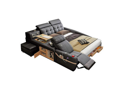 Lits de luxe multifonctions avec fonction massage, tissu d'hôtel, led, usb, radio.