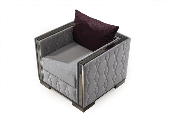 Ensemble de canapé en argent avec coussin de siège, ensemble de canapé 3+1 places
