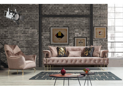 Canapé Marron Chesterfield Ensemble de canapés 3 + 1 Places Salon Rembourrage