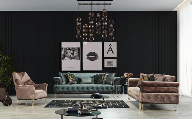 Canapé Marron Chesterfield Ensemble de canapés 3 + 1 Places Salon Rembourrage