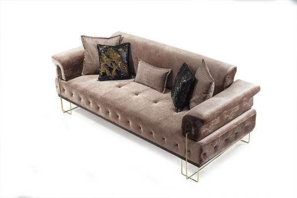 Canapé Marron Chesterfield Ensemble de canapés 3 + 1 Places Salon Rembourrage