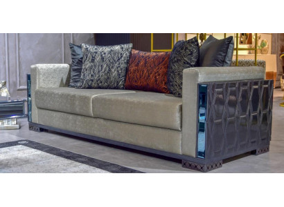 Canapé de luxe trois places Design de siège 3 places Siège brun Métal avec Textile