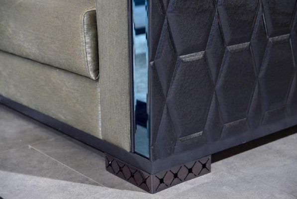 Canapé de luxe trois places Design de siège 3 places Siège brun Métal avec Textile