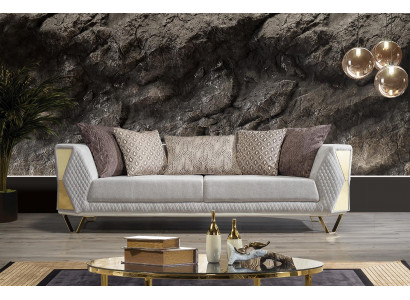 Canapé de luxe Salon Trois places Canapé Rembourrage Mobilier Tissu Ensemble de 3