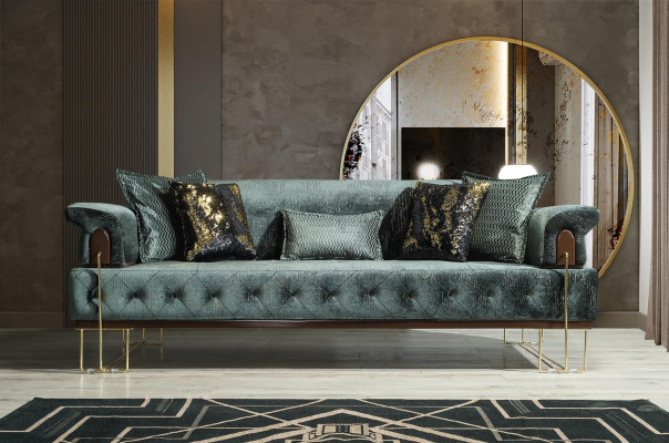 Canapé 3 places Canapé Siège Design Canapé Trois places Luxe Métal avec Textile