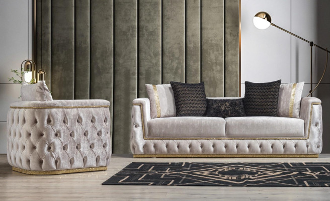 Troisième canapé de luxe trois places Canapés 3 places Design de siège Canapé Mobilier neuf Beige