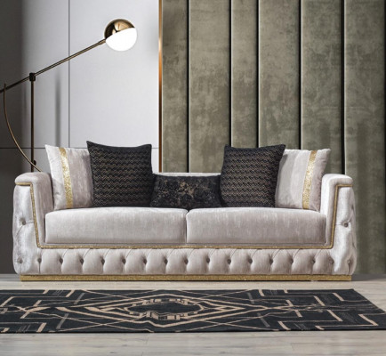 Troisième canapé de luxe trois places Canapés 3 places Design de siège Canapé Mobilier neuf Beige