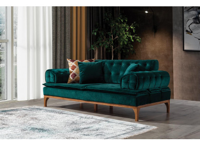 Canapé de luxe 3 places Tissu de siège canapé Design Mobilier Style Textile neuf vert.