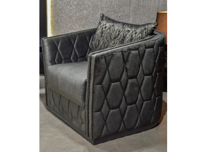 Fauteuil élégant une place en tissu gris, nouveau mobilier de détente en métal textile.