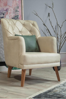 Salon Fauteuil Mobilier Moderne Tissu Lounge Textile Imitation cuir beige