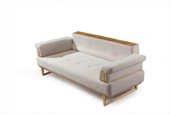 Ensemble de canapés modernes 3+3+1 places avec fauteuil en bois et tissu