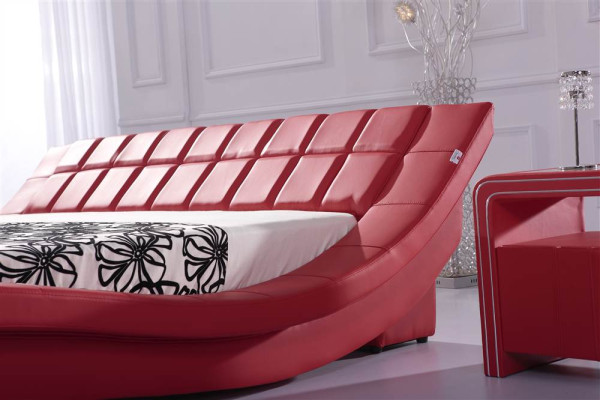 Lit double Lit Double XXL en cuir Cadre neuf Lit double Rembourrage de designer