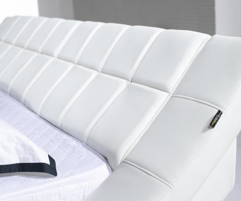 Lits Matrimoniaux 180x200cm Chambre de Sommeil en Cuir Lit Double Rembourré Design