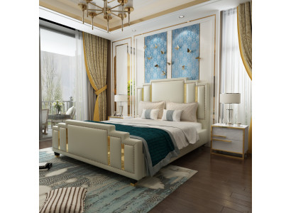 Lits Chambre Double Luxe Mariage Hôtel Lit Designer 180x200 Cuir