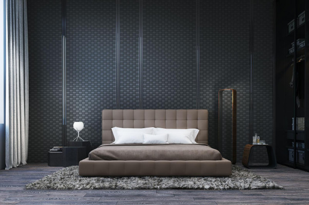 Cadre moderne, lit en cuir de design hôtelier de luxe