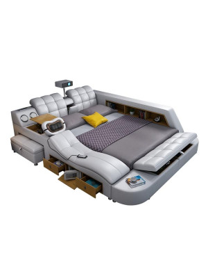 Lit de massage multifonctionnel Deluxe Lit d'hôtel en tissu avec LED USB Radio