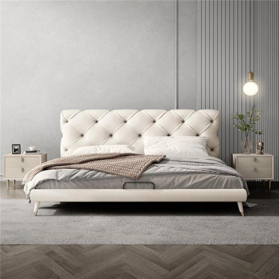 Lits 180x200cm Chambre de sommeil Tissu Textile Lit Design Chesterfield Luxe