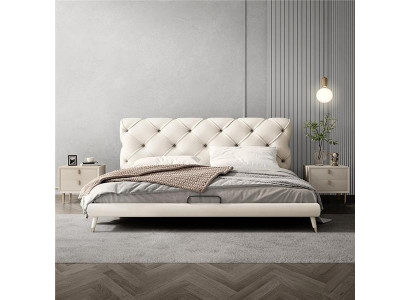 Lits 180x200cm Chambre de sommeil Tissu Textile Lit Design Chesterfield Luxe