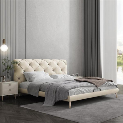 Lits 180x200cm Chambre de sommeil Tissu Textile Lit Design Chesterfield Luxe
