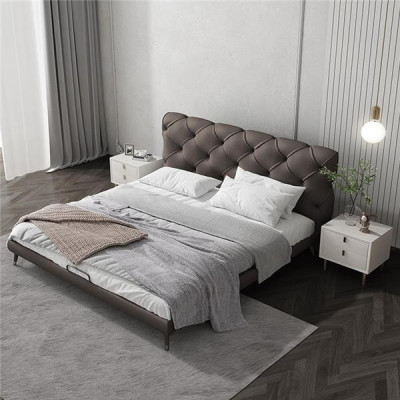 Lits 180x200cm Chambre de sommeil Tissu Textile Lit Design Chesterfield Luxe