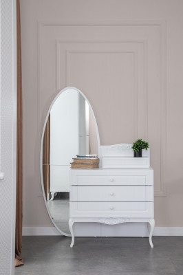 Commode avec miroir Mobilier de chambre de jeunes Design nouveau Bois Couleur blanche