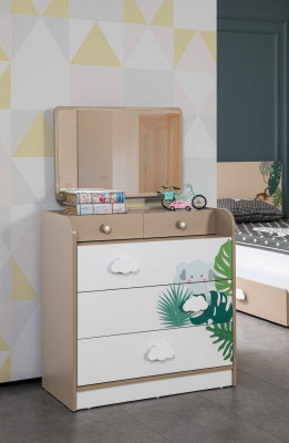 Commode avec miroir Mobilier Chambre de jeunes Marron Commode avec miroir Bois