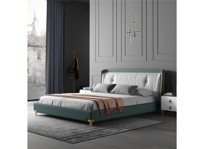 Lit double Lits Design Rembourrage Chambre 180x200cm Moderne Bois