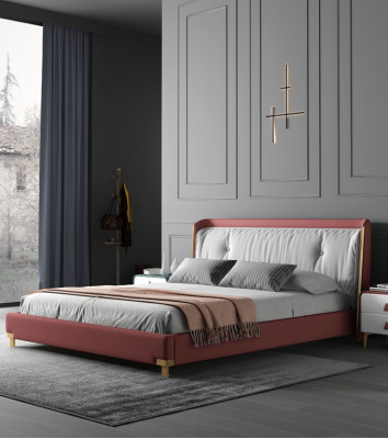 Lit double Lits Design Rembourrage Chambre 180x200cm Moderne Bois