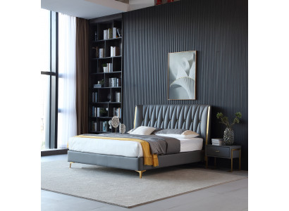 Hôtel Luxe Conception Lits Rembourrage Métal Cuir Chambre en acier inoxydable.