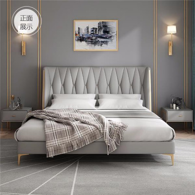 Hôtel Luxe Conception Lits Rembourrage Métal Cuir Chambre en acier inoxydable.