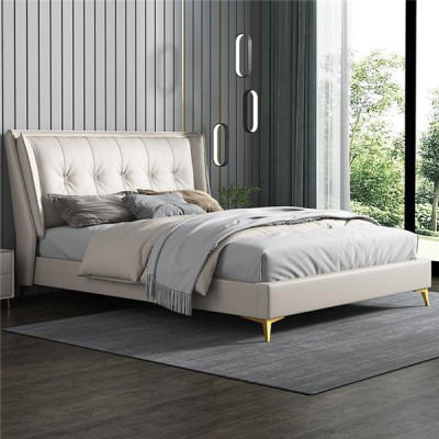 Lits en cuir Hôtel de luxe Rembourrage Mobilier italien Lit design Chambre à coucher