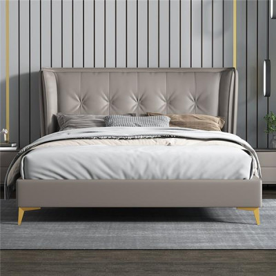 Lits en cuir Hôtel de luxe Rembourrage Mobilier italien Lit design Chambre à coucher