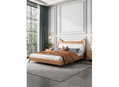 Lit double en tissu en cuir pour hôtel moderne, dimensions 160x200 cm, lit double design.