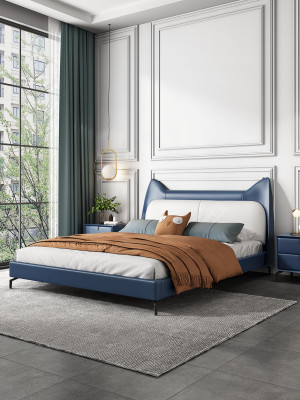 Lit double en tissu en cuir pour hôtel moderne, dimensions 160x200 cm, lit double design.