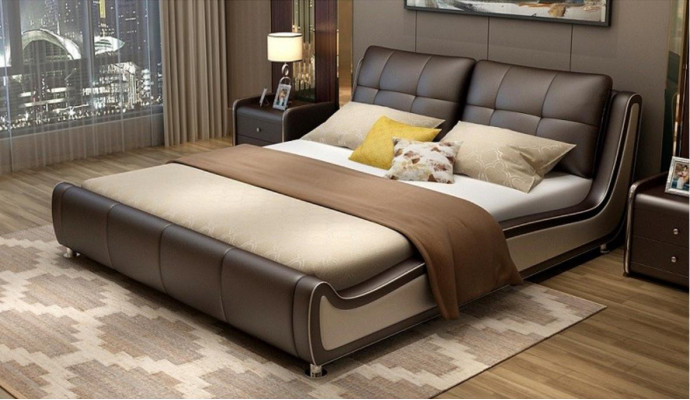 Revêtement de lit Design Décoration Luxueux Lits Doubles en cuir de Chambre de Mariage Hôtel sommeil