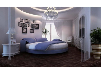 Lit en cuir rond 200x200 Luxe Lits ronds Rembourrage Hôtel en tissu rond