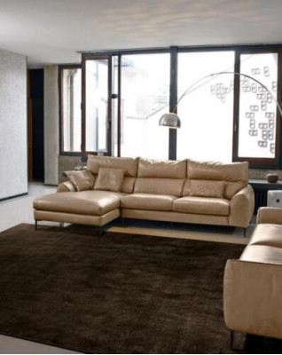Canapé d'angle en forme de L Canapé de salon Canapé Rembourrage Angle Suite Canapé en cuir beige Nouveau