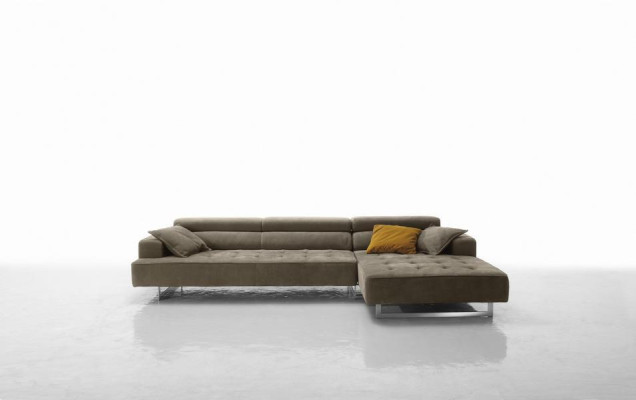 Canapé d'angle en cuir, design moderne, luxe, canapés en forme de L, canapé d'angle, paysage vivant, gris, neuf.