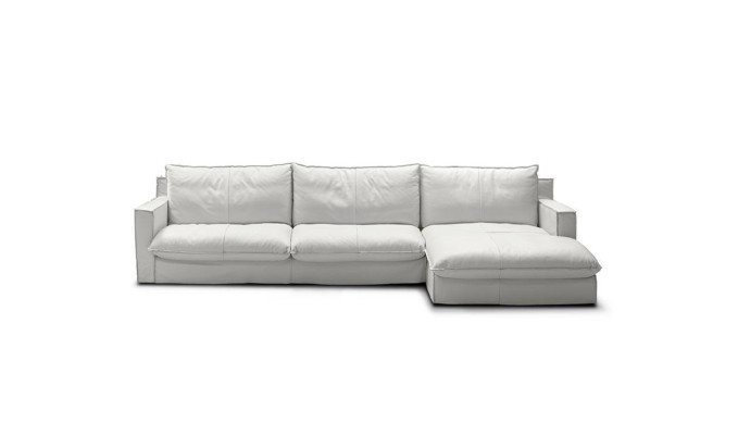 Canapé d'angle en cuir design de luxe en L Blanc Salon PRIANERA