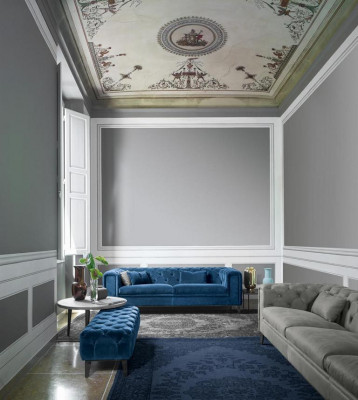 Canapé 3 places bleu en textile de luxe design de salon meubles italiens