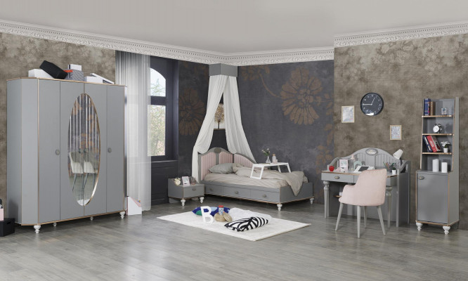 Table de chevet Design Chambre d'enfants Tables de luxe Chambre à coucher Bois Gris