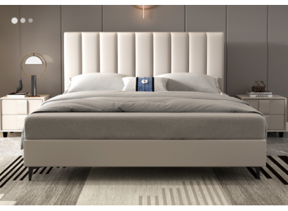 Conception de lits en bois et cuir 180x200 cm Meubles pour chambres d'hôtel lits
