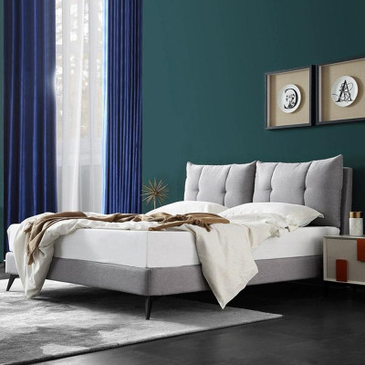 Lit Double en Cuir Beige 180x200 Chambre de Sommeil en Cuir Design