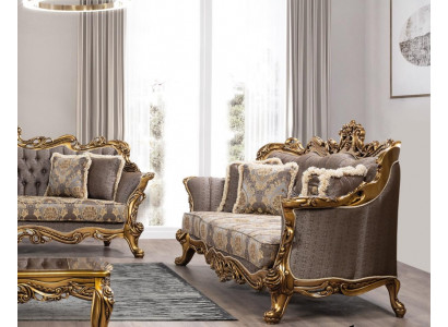Ensemble de canapé 3+1+1 places Ensemble de luxe Canapé Canapés Fauteuil Tissu Baroque Gris