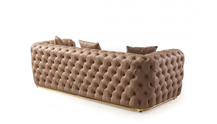 Canapé Chesterfield 3+3+1+1 places Canapé fauteuil Beige en cuir