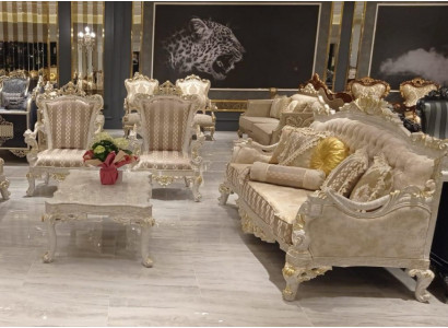 Suite Canapé Fauteuil Ensemble canapés 3+1+1 Seater Set de canapés en tissu Ensemble Baroque