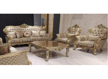 Ensemble de canapés de luxe Suite 3 + 1 + 1 places Canapé Tissu Canapés Baroques Classiques Neufs