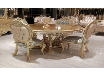 Ensemble de salle à manger classique en 5 pièces avec table ronde et chaises