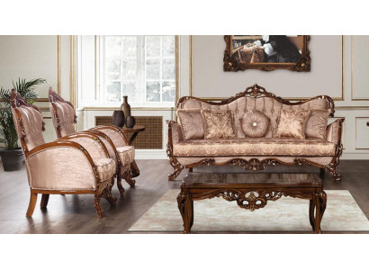 Suite canapé ensemble de canapés 3+1+1 Fauteuil Canapés Set Tissu Siège Baroque de Luxe