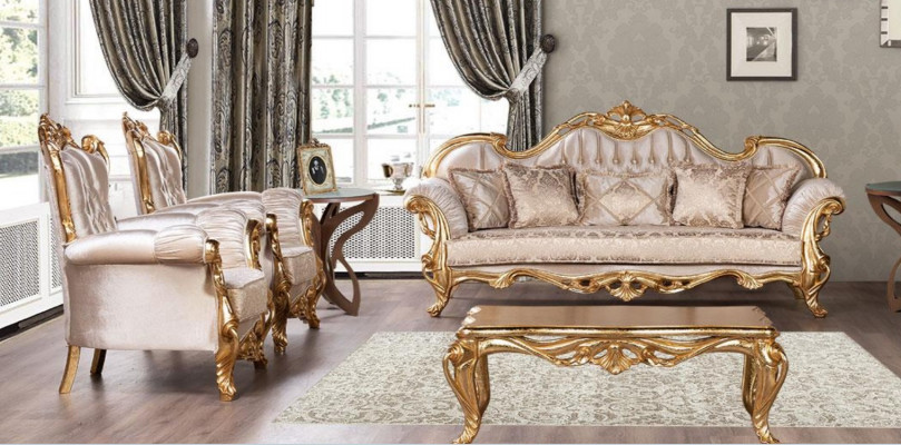 Suite Canapé 3+1+1 Table Basse Canapé Tissu de Luxe Fauteuil Canapés neufs